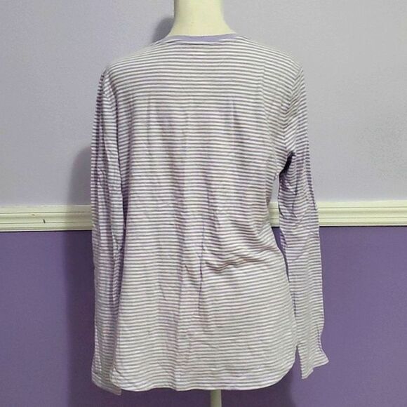 Old Navy Everyday White & Lavender Stripes Soft Long Sleeve Tee - Picture 5 of 8